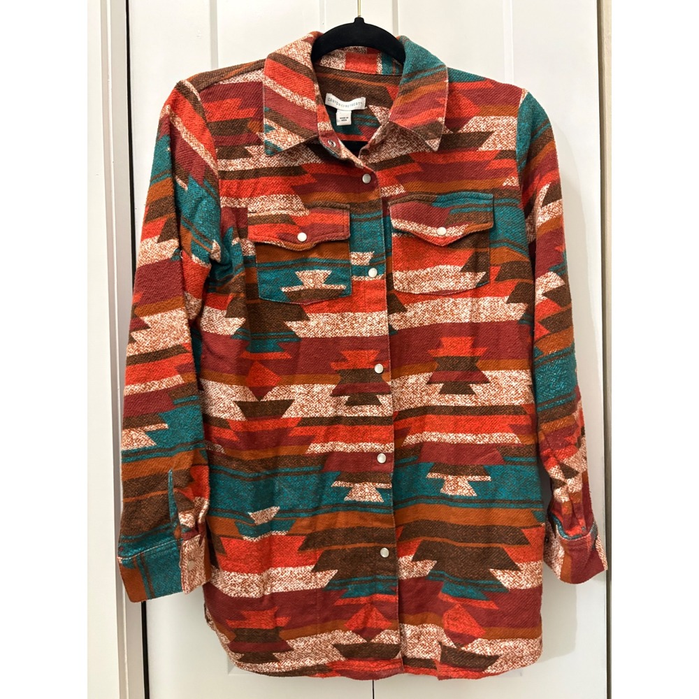 Canyon Retreat Womens XXSP Southwestern Flannel Shirt Rust Teal A621382